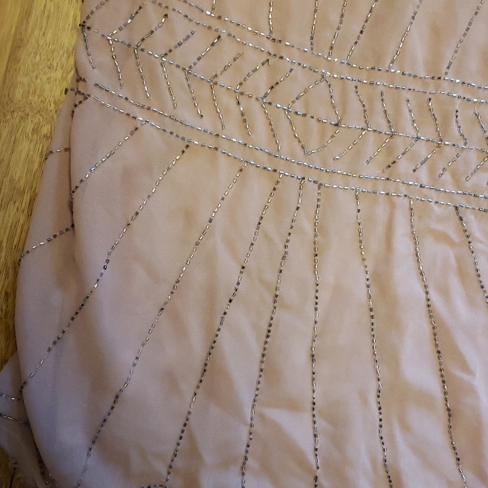 Free People blush beaded sheer art deco dress sz small - Picture 3 of 5